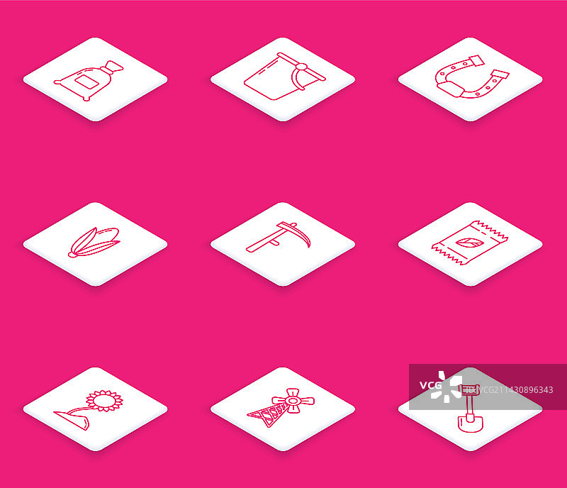 面粉袋、水桶、马蹄铁、玉米图片素材