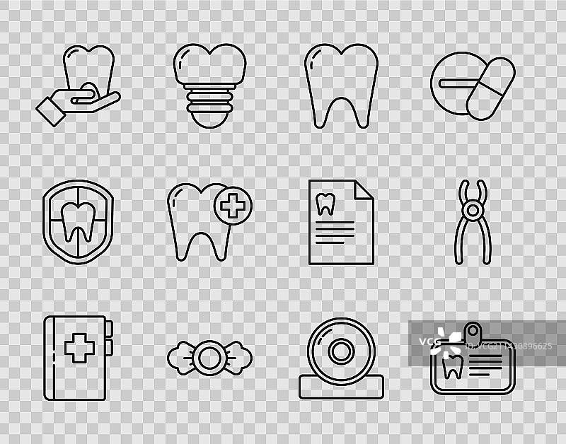 带牙科卡ID牙齿的剪贴板合集图片素材