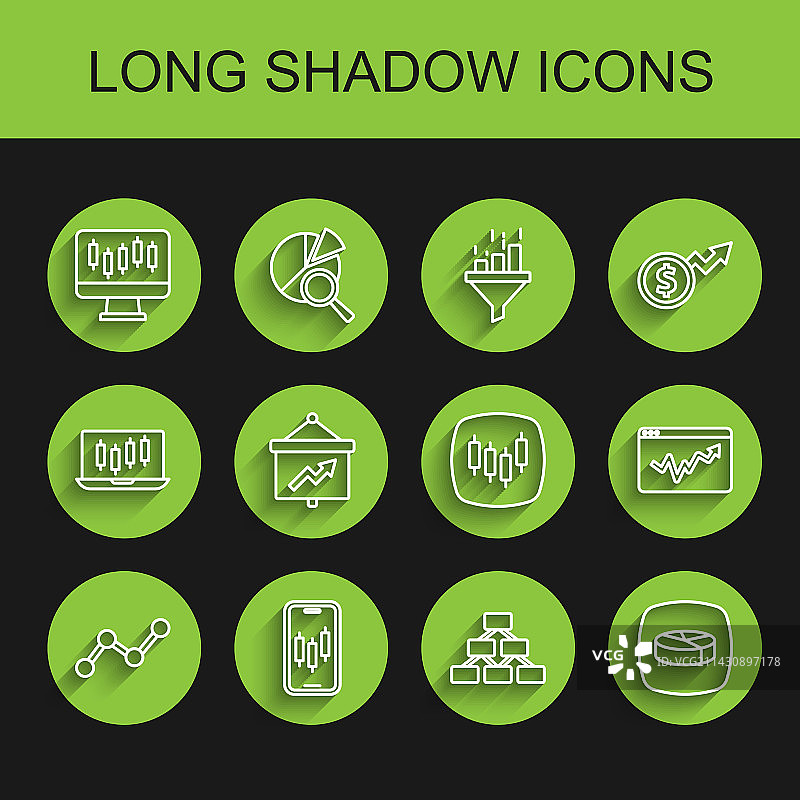 图表、信息图表和移动股票线条组合图片素材