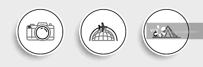 带篝火和照相机的旅游帐篷合集图片素材