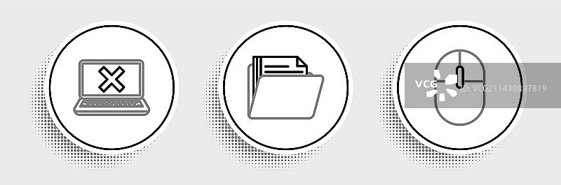 电脑鼠标、笔记本电脑和叉号图片素材