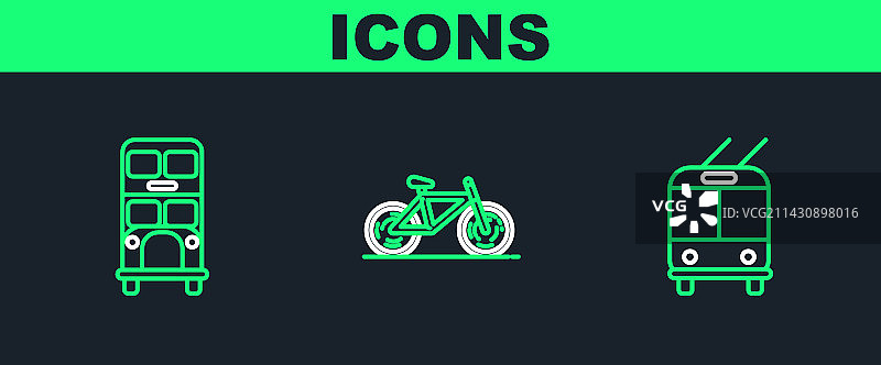 无轨电车双层巴士和自行车图片素材
