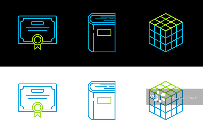 魔方证书模板书籍线条组合图片素材