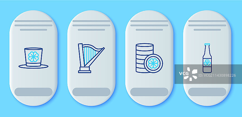 竖琴和四叶草金币图片素材