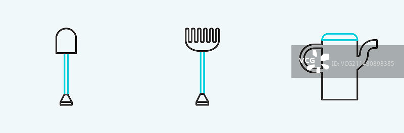 洒水壶铲子园艺耙图标图片素材