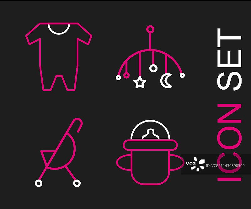 奶瓶、婴儿车、摇篮和悬挂玩具图案图片素材