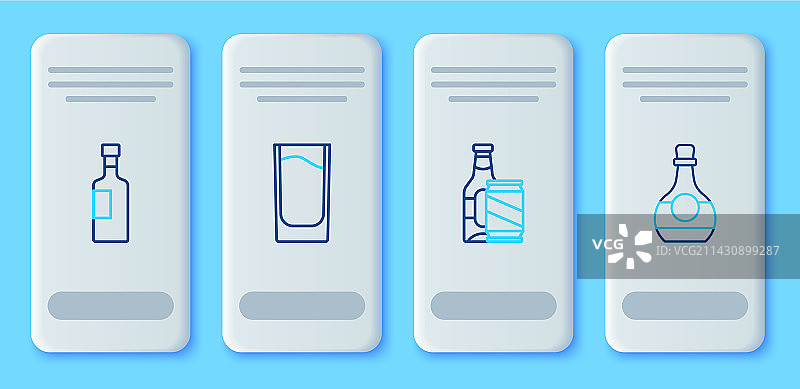 小酒杯、啤酒瓶和啤酒罐矢量图图片素材