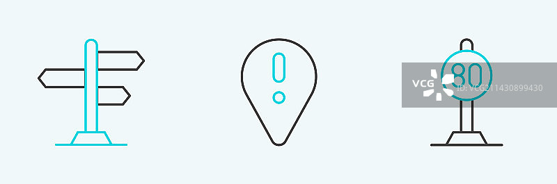 交通线条图标，限速标志牌图片素材