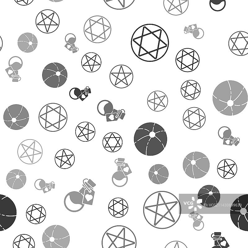 大卫星、圆形五角星和沙滩组合图片素材