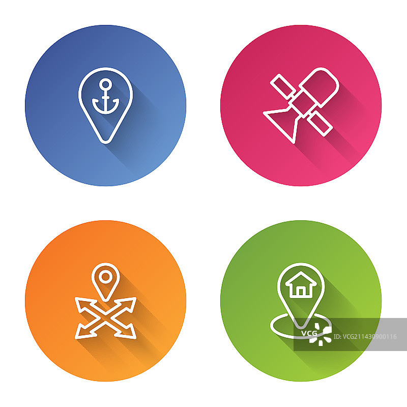 线条位置集合：锚、卫星等图片素材