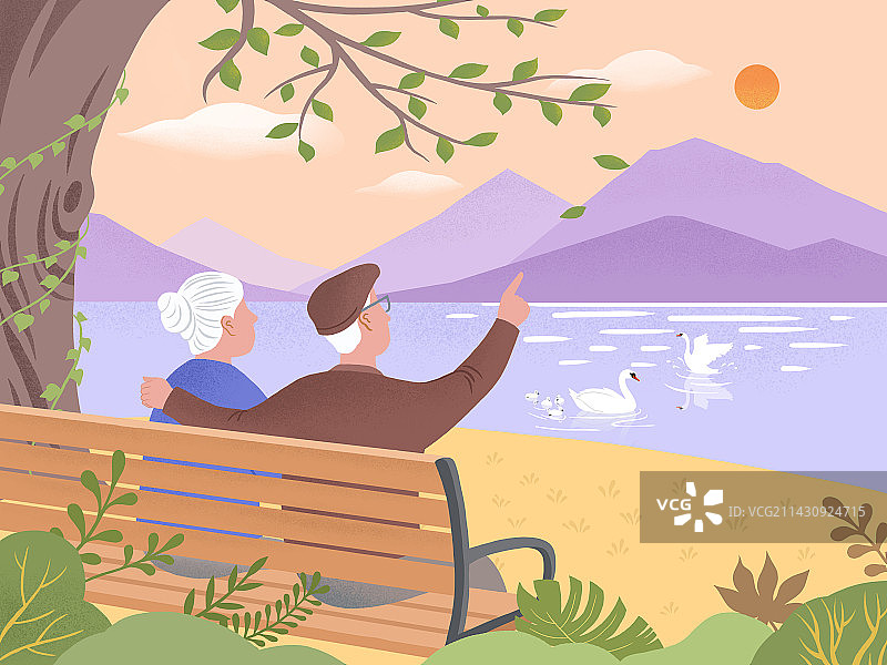 《夕阳下的老人》图片素材