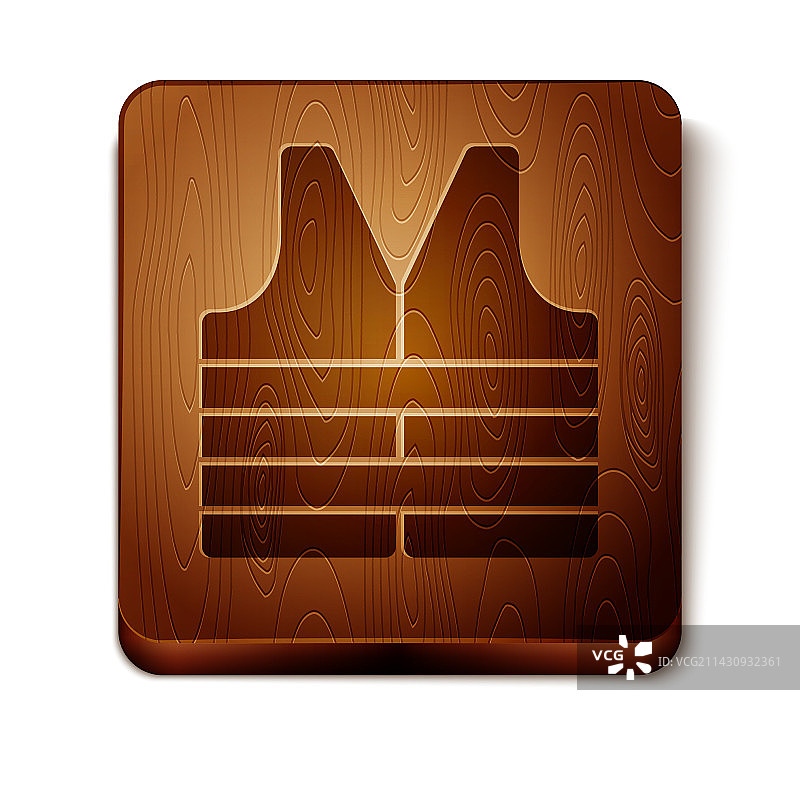 白色背景上孤立的棕色救生衣图标图片素材