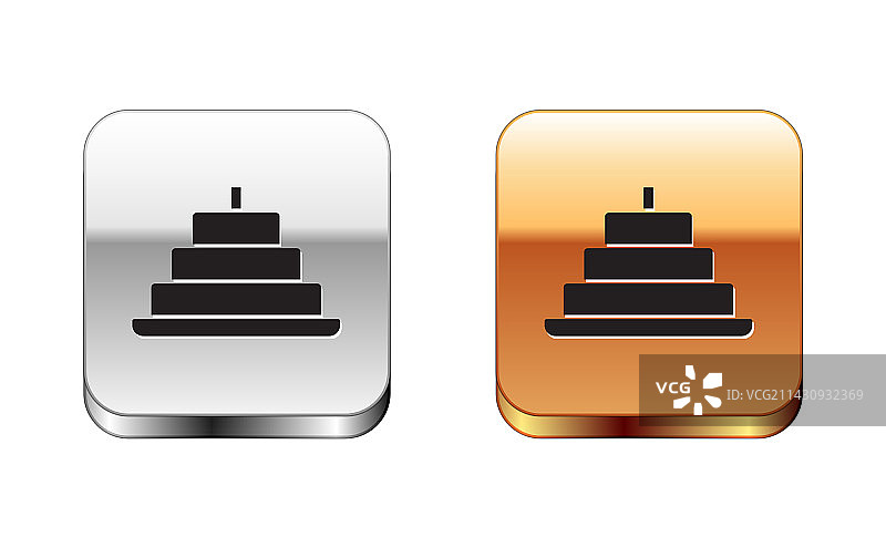 黑色蛋糕与燃烧的蜡烛图标图片素材