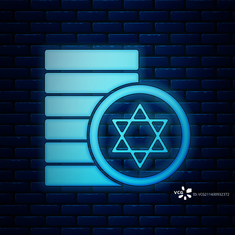 发光的犹太硬币霓虹灯图标图片素材