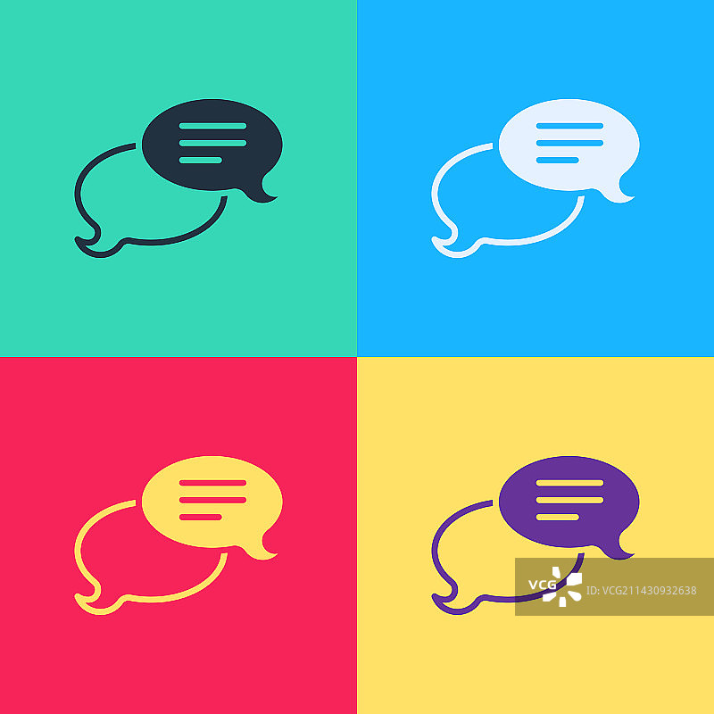 波普艺术风格的语音气泡聊天彩色图标图片素材