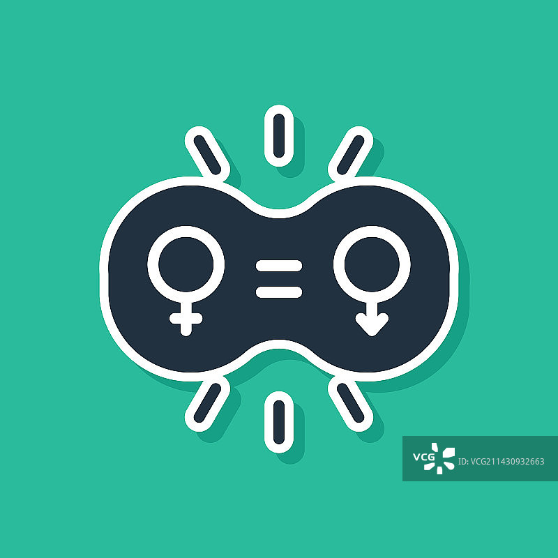 绿色背景上的蓝色性别平等图标图片素材