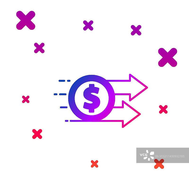 彩色金融增长美元硬币图标，隔离图片素材