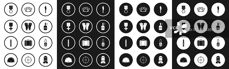 军刀、双筒望远镜和奖章图片素材