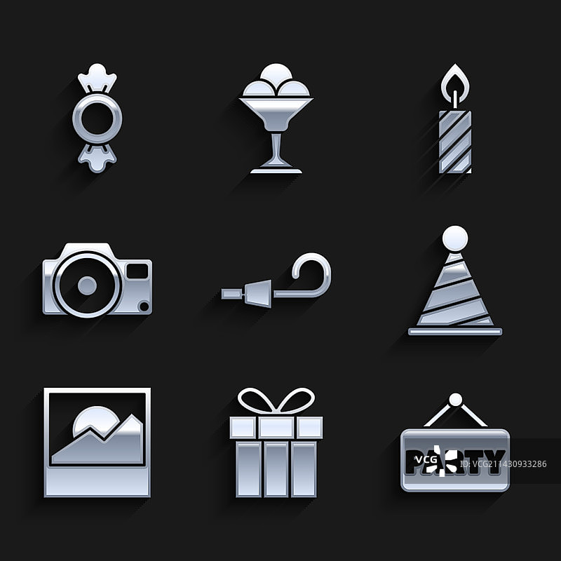 生日派对喇叭礼品盒指示牌图片素材