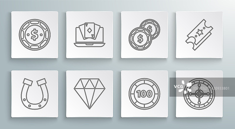 马蹄铁在线扑克赌桌游戏线条组合图片素材