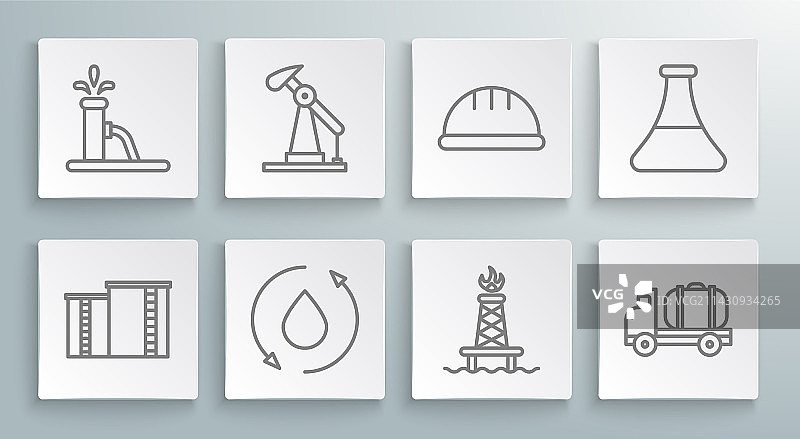 线条石油工业工厂建筑物与泵图片素材