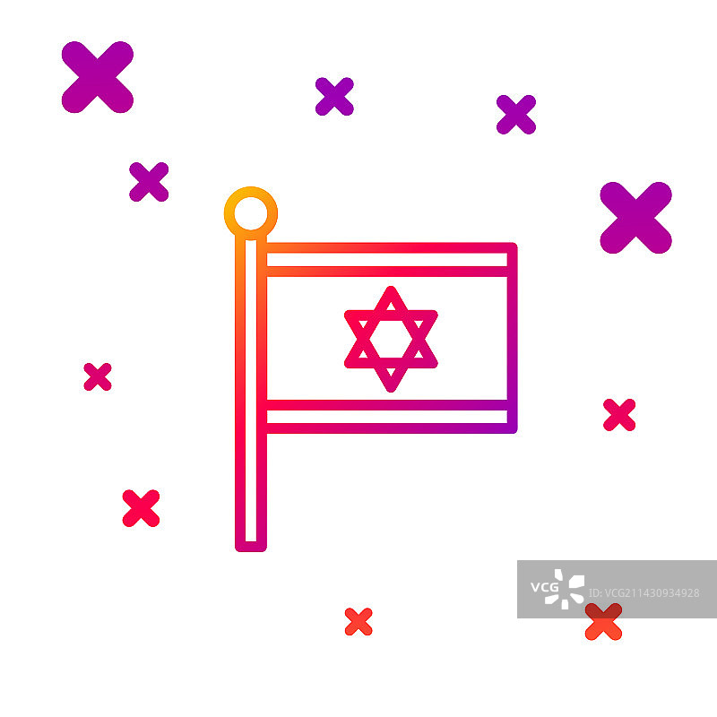 以色列国旗彩色线条图标图片素材