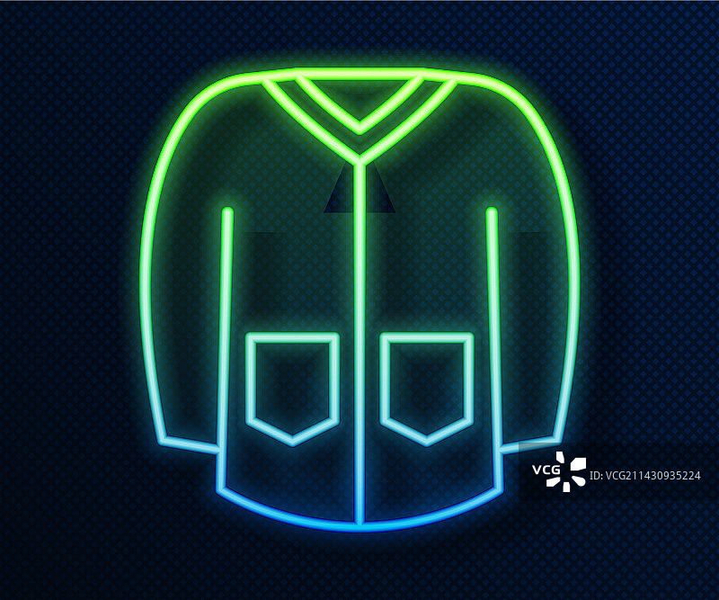 蓝色背景上的发光霓虹线毛衣图标图片素材