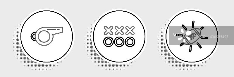 美式橄榄球与哨子等元素合集图片素材