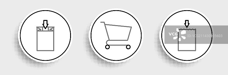 纸质购物袋和购物车系列图片素材