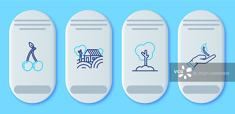 农舍概念、地面上的树等线条元素图片素材