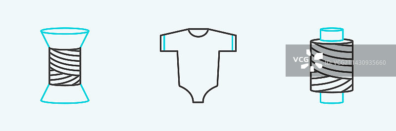 线轴和婴儿服装上的缝纫线图片素材