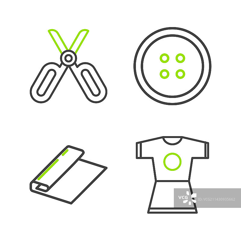 女士连衣裙、纺织面料卷、缝纫线条素材图片素材