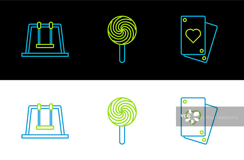 扑克牌秋千和棒棒糖图标图片素材