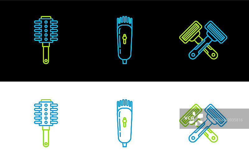 剃须刀、发刷交叉线条组合图片素材