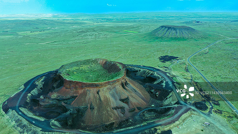 火山景观鸟瞰图图片素材