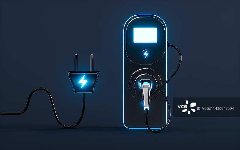 新能源汽车充电桩3D渲染图片素材