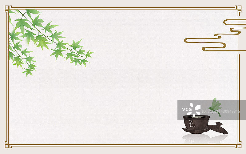 中式茶道文化边框背景图片素材