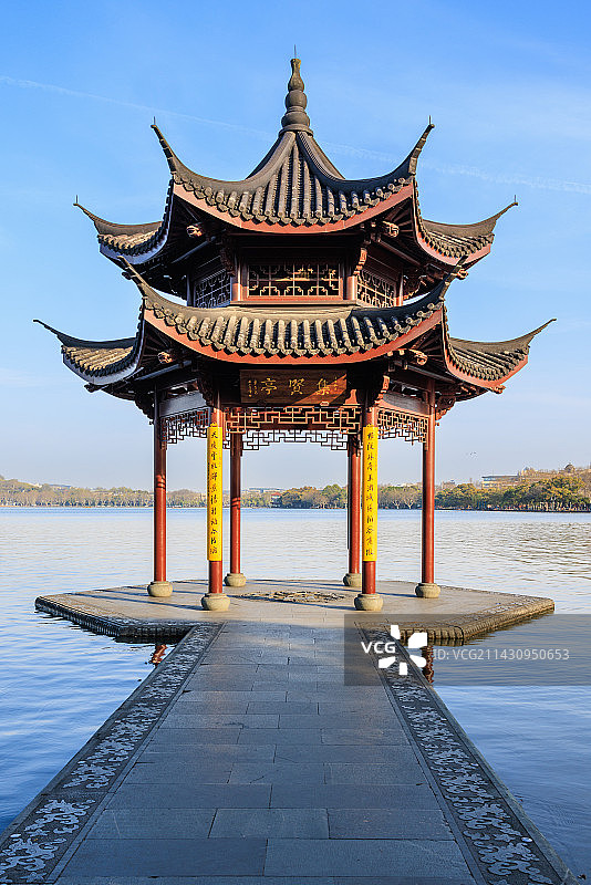 杭州西湖集贤亭清晨图片素材