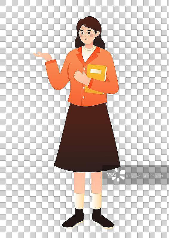 女性老师全身卡通形象插画图片素材