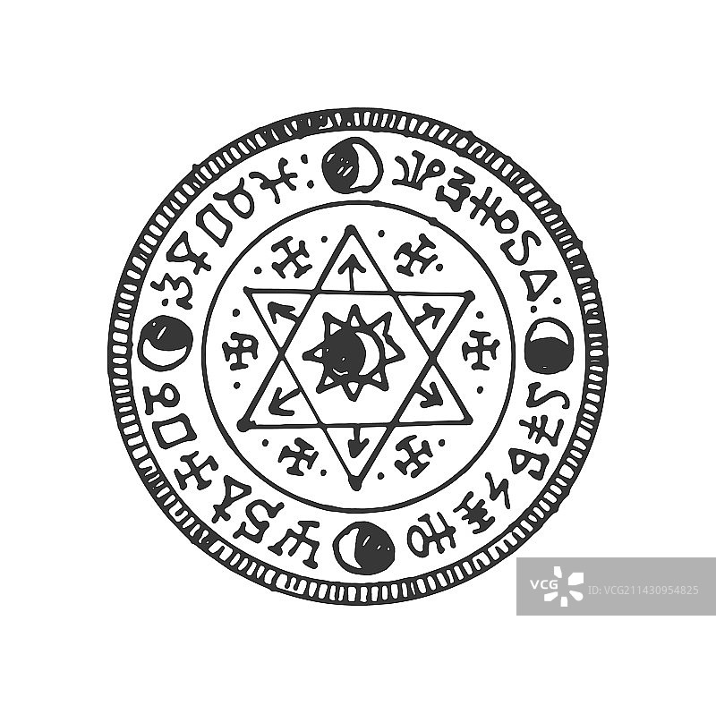 带有神秘民族符号的魔法石工护身符图片素材