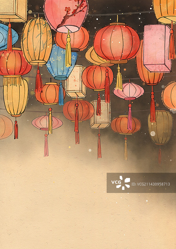 元宵节国风插画图片素材