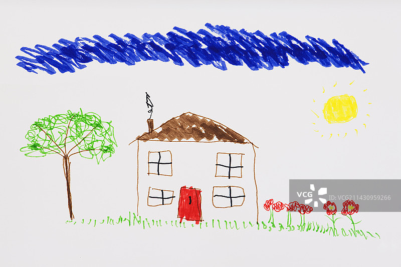 儿童画的房子图片素材