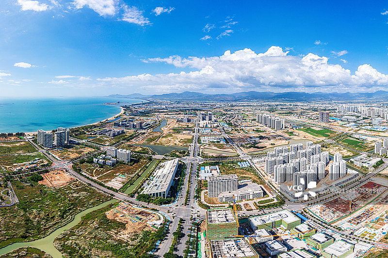 海南省三亚市崖州区崖州湾科技城 全景航拍图片素材