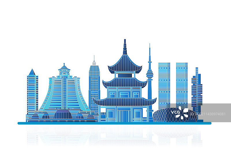 贵阳城市建筑天际线矢量插画图片素材