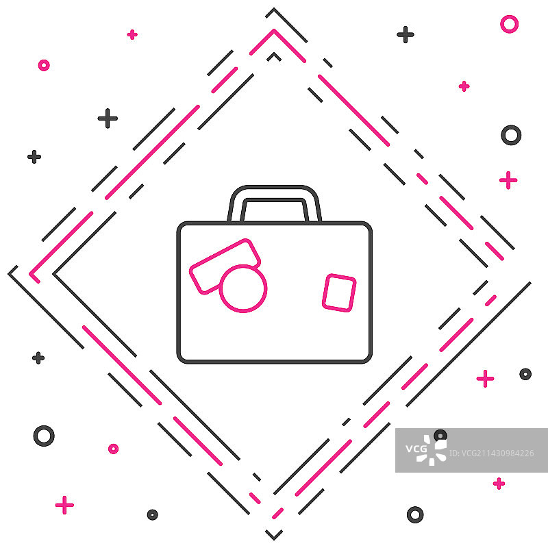 线条旅行箱图标，白色背景隔离图片素材