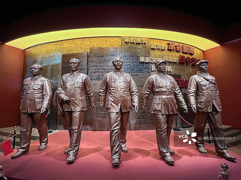 中央五大书记塑像，淮海战役纪念馆，江苏省徐州市图片素材