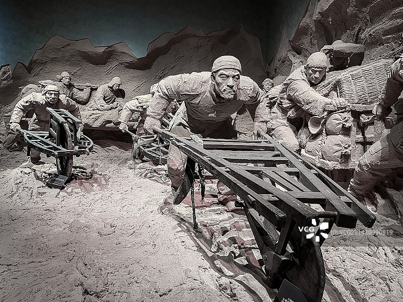 民工支前场景，淮海战役纪念馆，江苏省徐州市图片素材