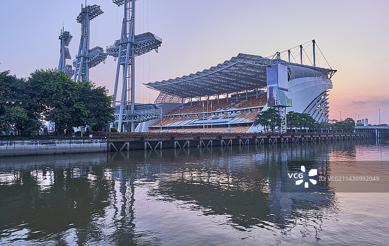 广州珠江海心沙亚运馆夕阳黄昏图片素材