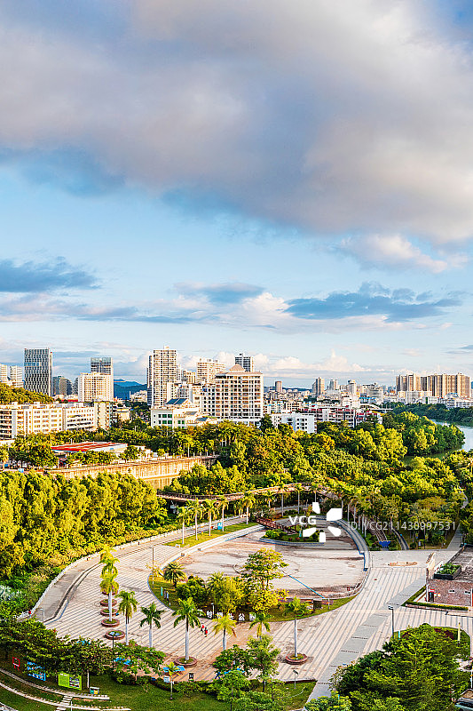海南省三亚市天涯区金鸡岭桥头公园航拍图片素材