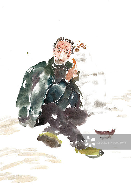 吃点心的老汉图片素材